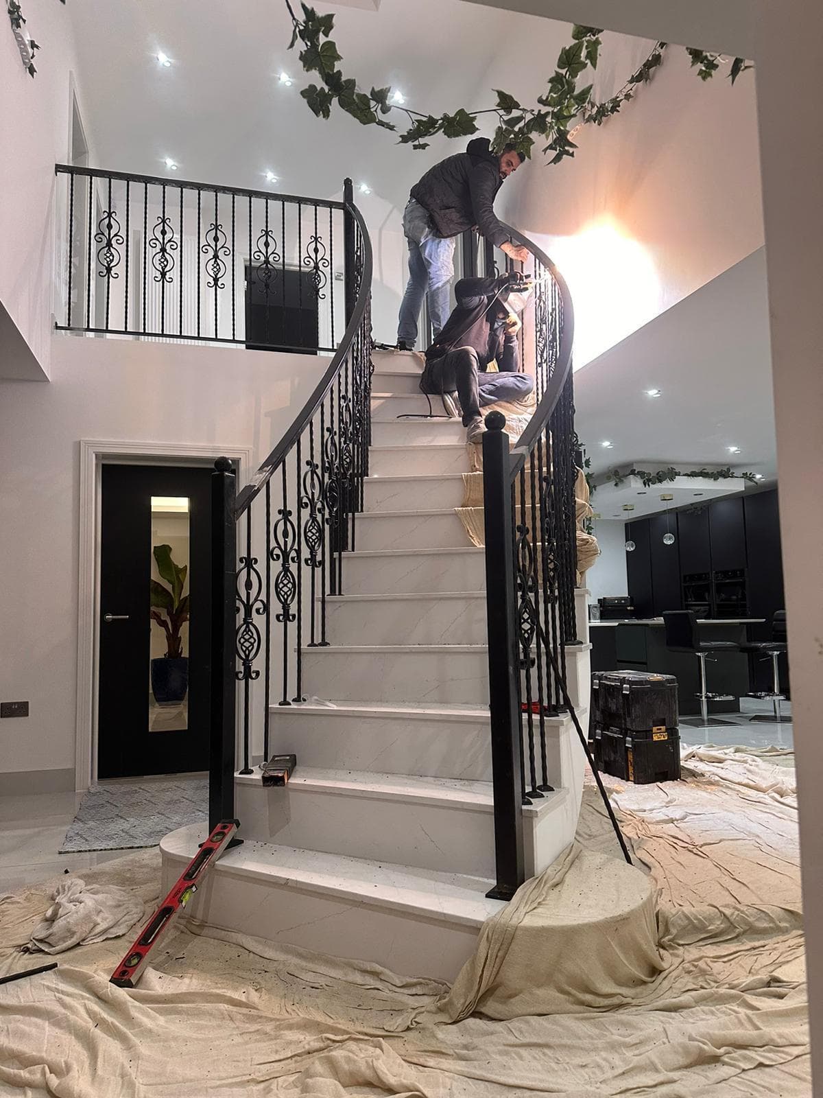 Industrial-Style Straight Metal Staircase